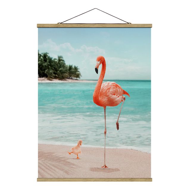 Obrazy z morzem Plaża z flamingiem
