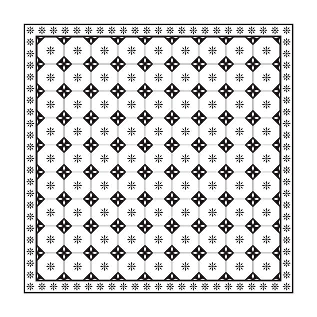 dywany nowoczesne Geometryczne płytki dom wiejski czarno-biały z obramowaniem