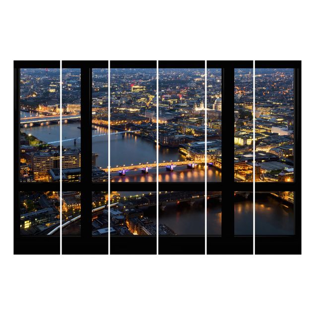 Zasłony panelowe Widok z okna na panoramę Londynu z mostami