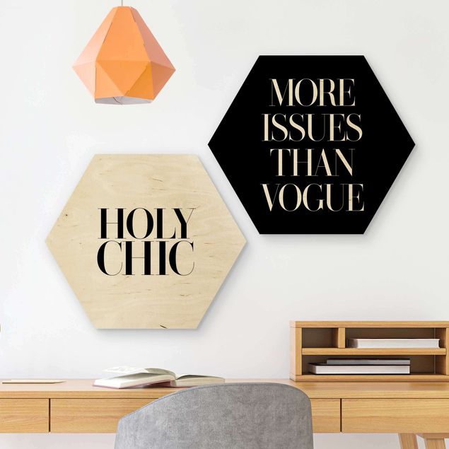 Obraz heksagonalny z drewna 2-częściowy - Święty szyk i Vogue