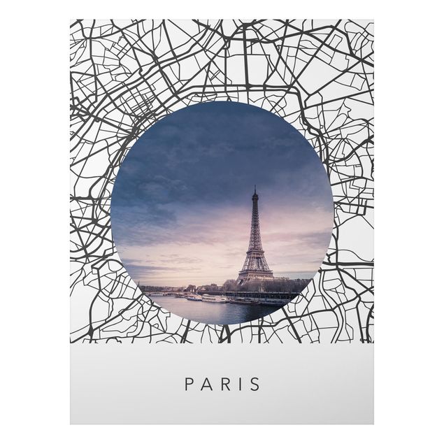 Nowoczesne obrazy do salonu Kolaż z mapą miasta Paryż