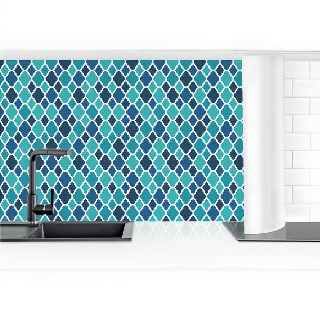 Panel ścienny do kuchni - Orientalny wzór z turkusowymi ornamentami