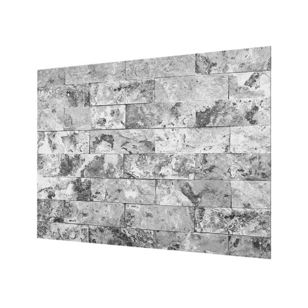 Panel szklany do kuchni - Ściana kamienna naturalny marmur szary