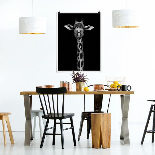Obrazy nowoczesne Portret ciemnej żyrafy