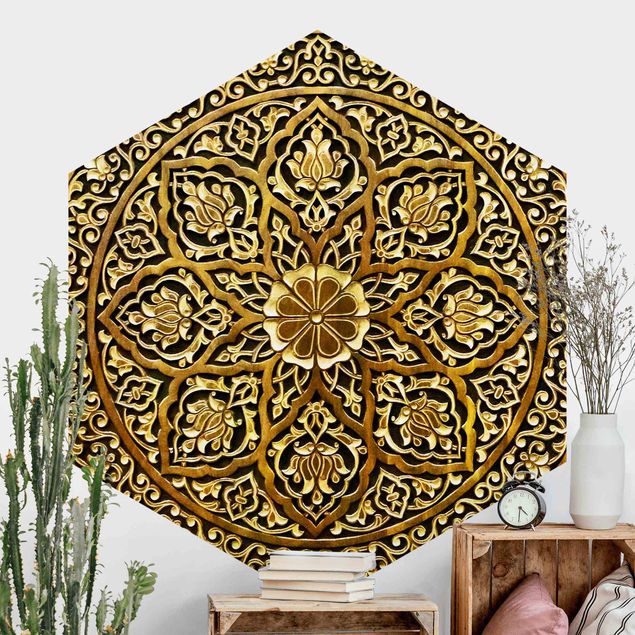 Tapety ornament Edle Mandala o wyglądzie drewna