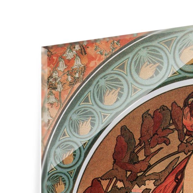 Panel szklany do kuchni - Alfons Mucha - Cztery sztuki - Muzyka