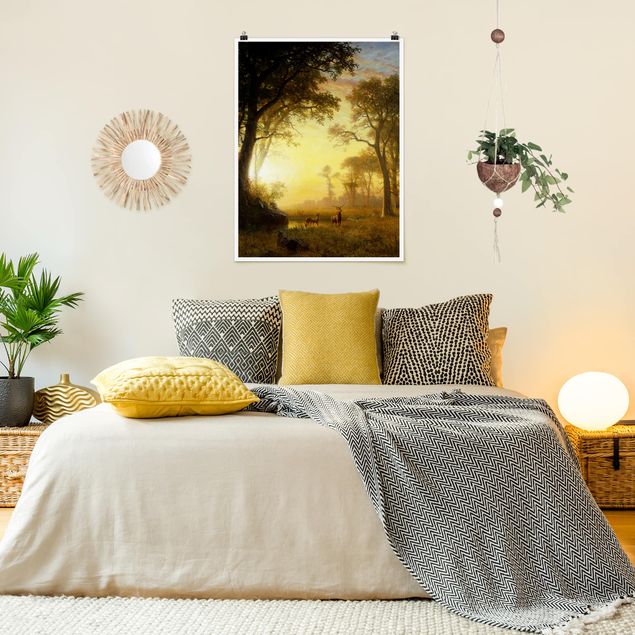 Nowoczesne obrazy Albert Bierstadt - Słoneczna polana