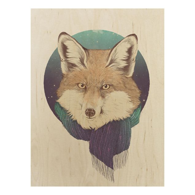 Obrazy na ścianę Ilustracja Fox Moon Purpurowy turkusowy