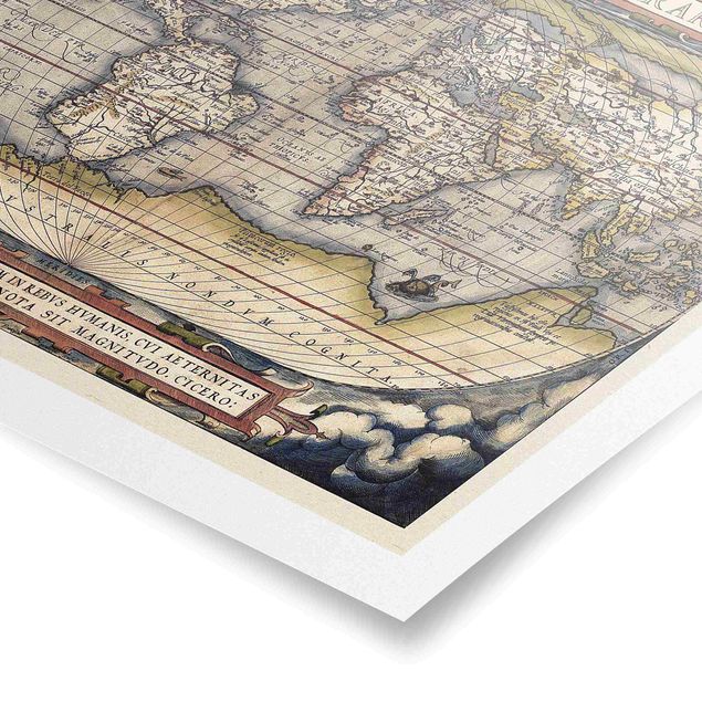 Plakaty vintage Historyczna mapa świata Typus Orbis Terrarum
