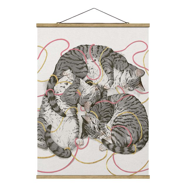 Obraz z kotem Ilustracja szarych kotów Malarstwo