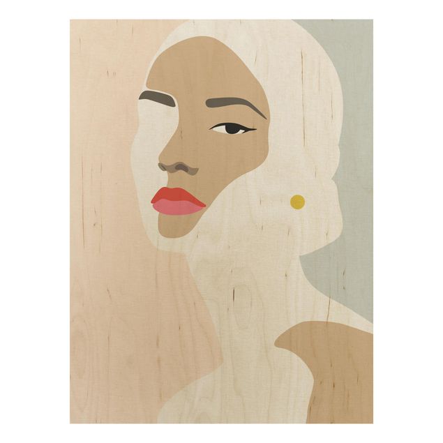 Obrazy na ścianę Line Art Portret kobiety Pastelowa szarość