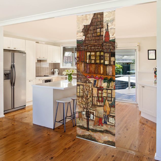 Dekoracja do kuchni Egon Schiele - Domy z suszącą się bielizną