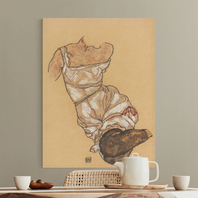 Dekoracja do kuchni Egon Schiele - Kobiecy tors w bieliźnie