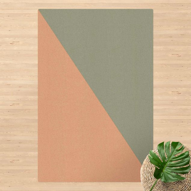 dywan nowoczesny Prosty trójkąt w kolorze oliwkowej zieleni
