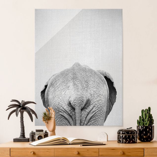 Słoń obraz Elephant From Behind Black And White