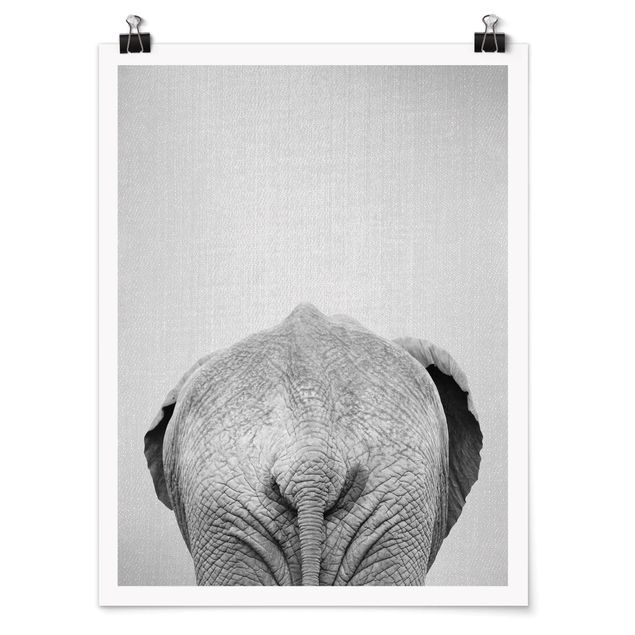 Obrazy nowoczesny Elephant From Behind Black And White