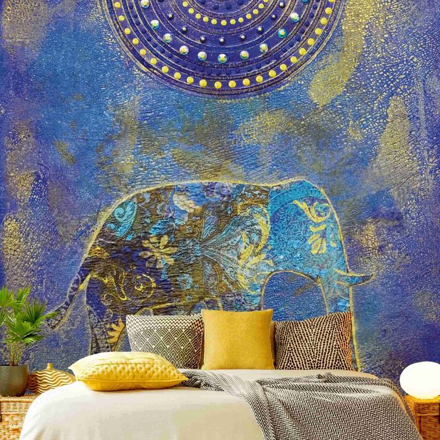 Tapeta niebieska Słonie w Marrakeszu