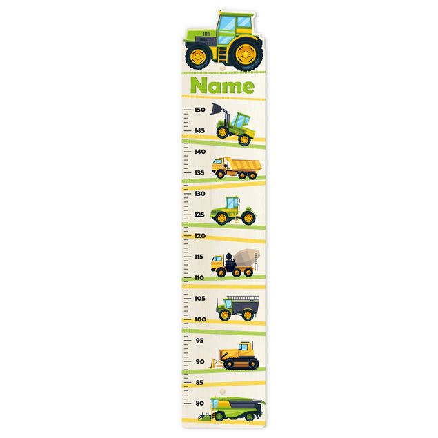 Miarka wzrostu dla dzieci z drewna - Harvester Tractor and Co. with custom name