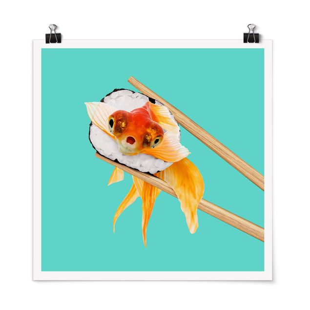 Zwierzęta obrazy Sushi z złotą rybką