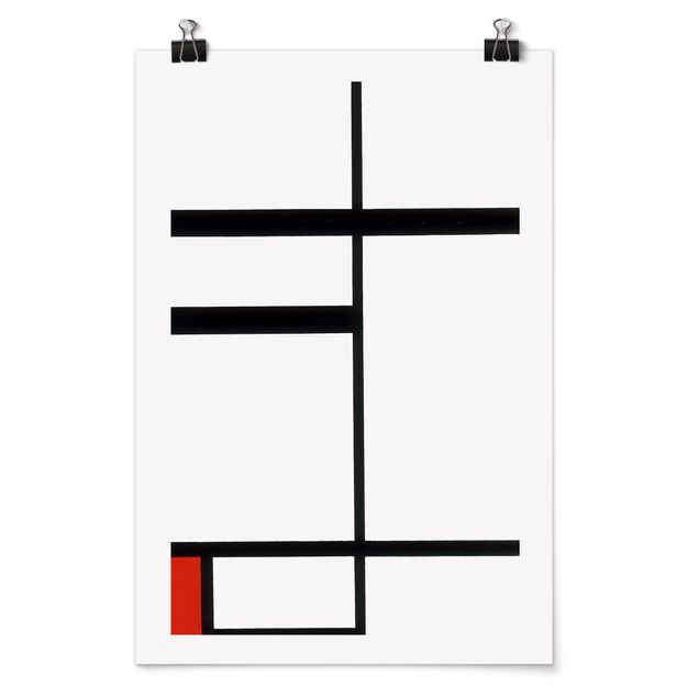 Abstrakcja obraz Piet Mondrian - Kompozycja Red czarno-biały