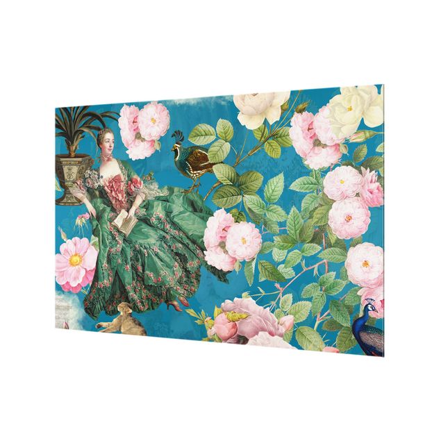 Panel kuchenny - Opulent Dress In A Rose Garden On Blue - Format poziomy 1:1