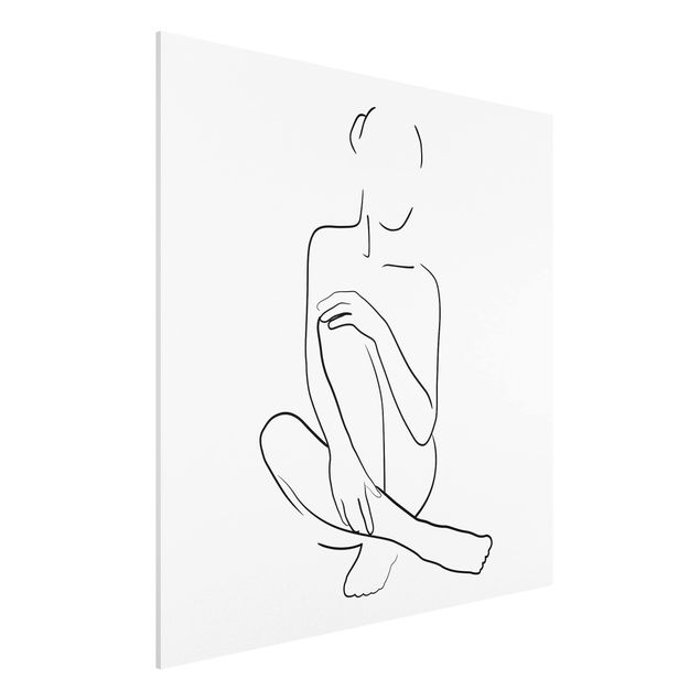 Obrazy do salonu Line Art Kobieta siedzi czarno-biały