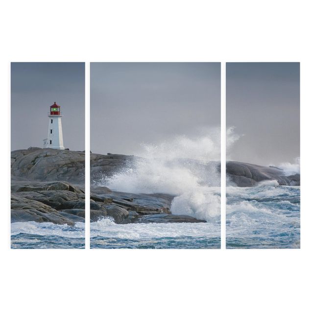 Obrazy na ścianę krajobrazy Fale sztormowe przy latarni morskiej