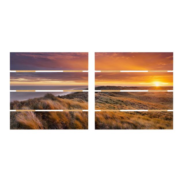 Obrazy z drewna Wschód słońca na plaży na Sylcie