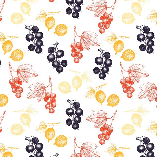 Folia samoprzylepna - Ręcznie rysowany wzór owoców jagodowych do kuchni