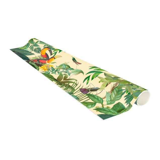 nowoczesny dywan Kolaże w stylu vintage - Tukan w dżungli