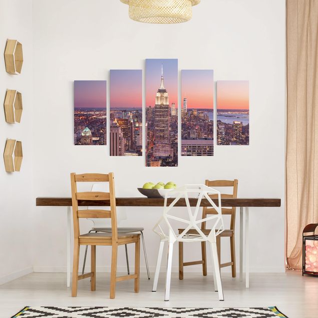 Obrazy do salonu Zachód słońca Manhattan Nowy Jork