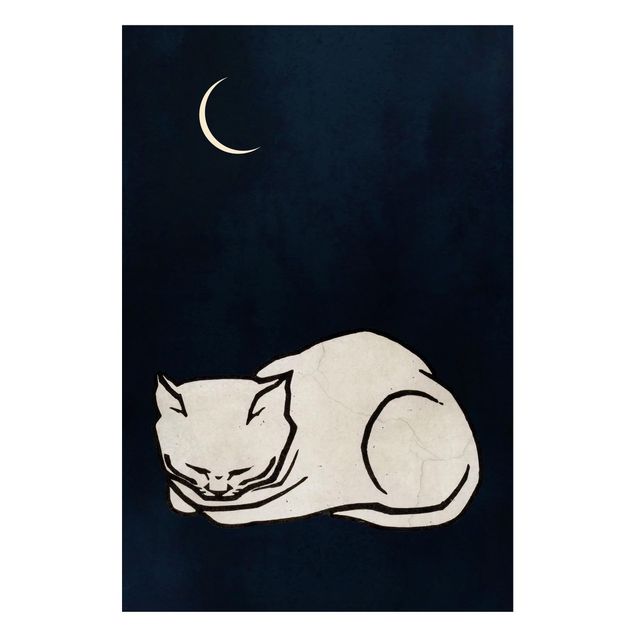 Obrazy do salonu Ilustracja przedstawiająca śpiącego kota