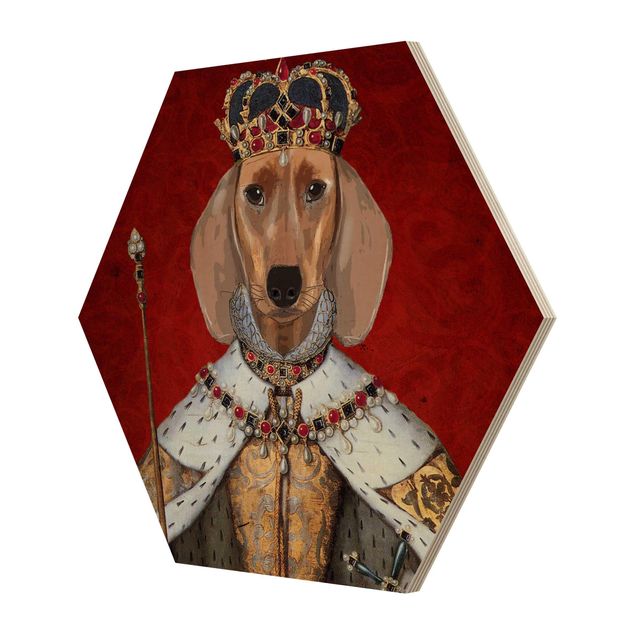 Obraz heksagonalny z drewna - Portret zwierzęcia - Królewna jamniczka