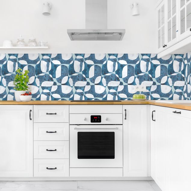 Panel szklany do kuchni Wzór z żywych kamieni w kolorze niebieskim II
