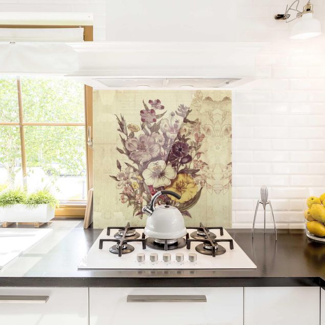 Panel szklany do kuchni Bukiet listów w stylu vintage