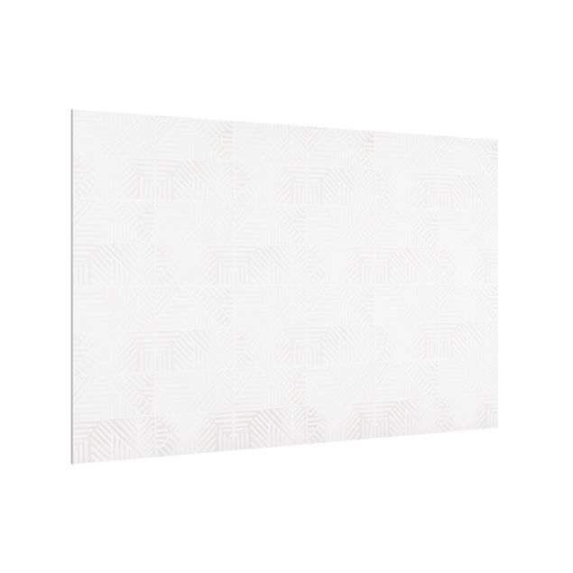 Panel szklany do kuchni - Stempel z wzorem linii w kolorze białym