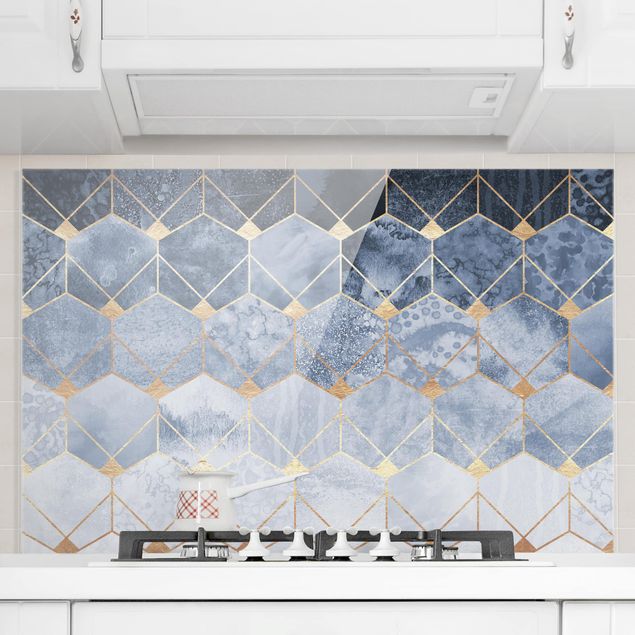 Dekoracja do kuchni Błękitna geometria Złoto Art Deco