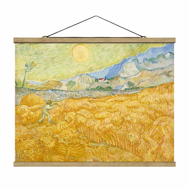 Impresjonizm obrazy Vincent van Gogh - Pole kukurydzy z żniwiarzem