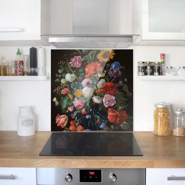 Panele szklane do kuchni Jan Davidsz de Heem - Szklany wazon z kwiatami
