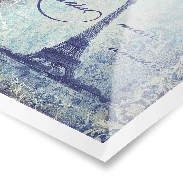 Paryż obraz Kolaż w stylu vintage - Paris Mon Amour