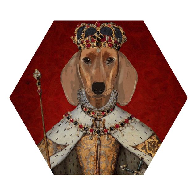 Obraz heksagonalny z drewna - Portret zwierzęcia - Królewna jamniczka