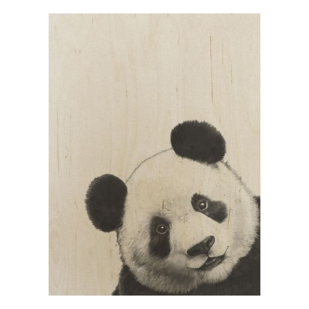 Obrazy na ścianę Ilustracja Panda Czarno Biała Malarstwo