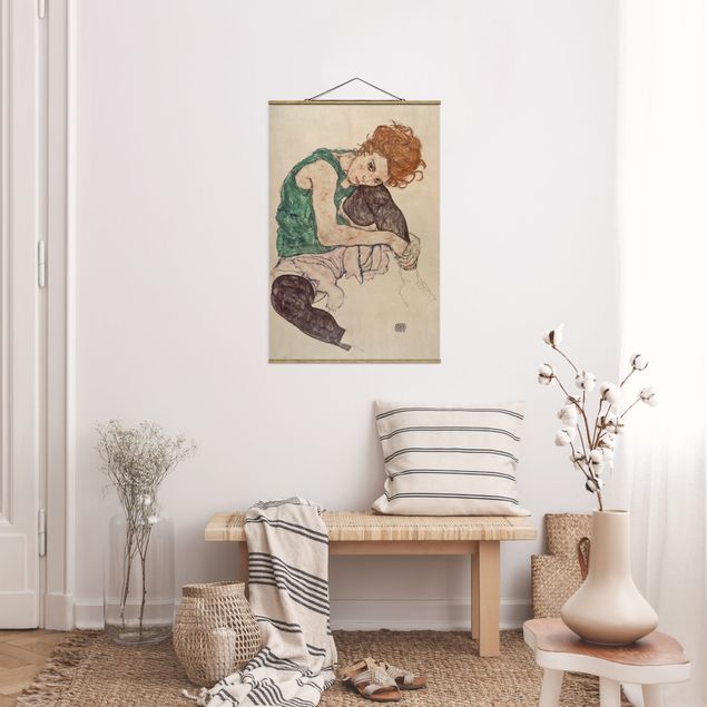 Obrazy do salonu Egon Schiele - Siedząca kobieta z podniesionym kolanem