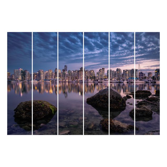 Zasłony panelowe Vancouver o zachodzie słońca