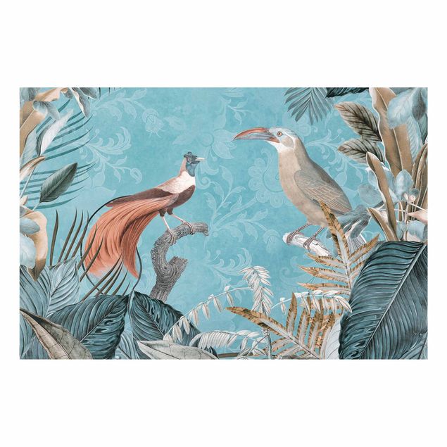Panel szklany do kuchni - Vintage Collage - Birds Of Paradise