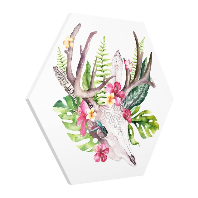 Nowoczesne obrazy Czaszka tropikalnego kwiatu II