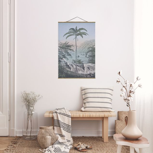 Nowoczesne obrazy do salonu Ilustracja w stylu vintage - Pejzaż z drzewem palmowym