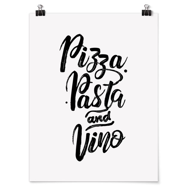 Obrazki czarno białe Pizza Pasta i Vino