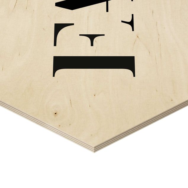 Obraz heksagonalny z drewna 3-częściowy - Litery FAMILY Czarny zestaw I