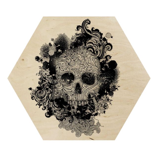 Obraz heksagonalny z drewna - Skull
